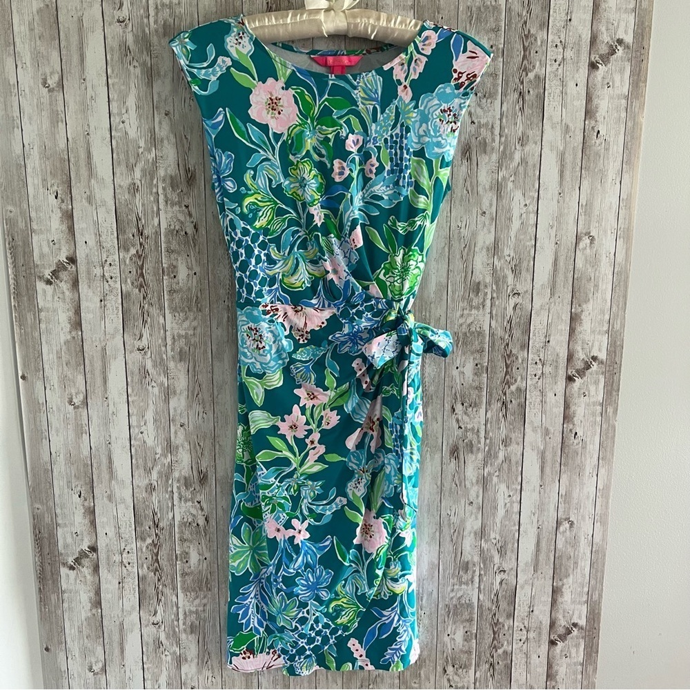 Lilly Pulitzer Toryn Multi Hot On The Vine Teal Floral Mini Dress New XS
